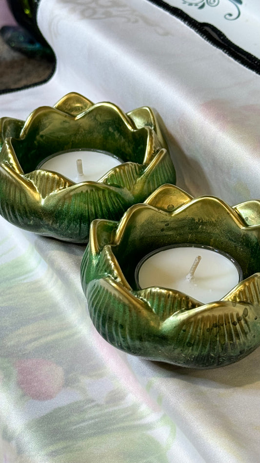 Glowing Green Lotus Votive Set